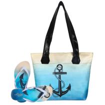 Bolsa Feminina Praia Com Alto Relevo 3D Chinelo Slim Azul Magicc BCH-242