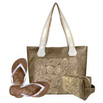 Bolsa Feminina Praia Com Alto Relevo 3D Chinelo Slim Marrom Magicc BCH-240 Bolsa Feminina Praia Com Alto Relevo 3D Chinelo Slim Marrom Magicc BCH-240