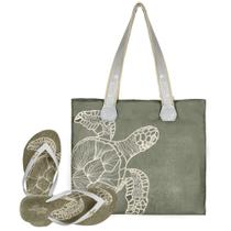 Bolsa Feminina Praia Com Alto Relevo 3D Chinelo Slim Verde Magicc BCH-244