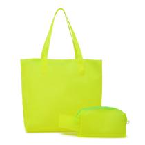 Bolsa Feminina Praia Grande, Sacola, Verão, Silicone Impermeável, Fechamento em zíper com Necessaire