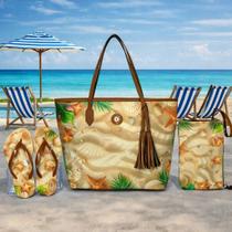 Bolsa Feminina Praia Kit 3 Peças Bolsa, Chinelo e Necessaire Bolsa Feminina Praia Kit 3 Peças Bolsa, Chinelo e Necessaire