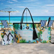 Bolsa Feminina Praia Kit 3 Peças Bolsa, Chinelo e Necessaire