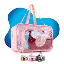 Bolsa Feminina Praia Sacola 2 Compartimentos Transparentes
