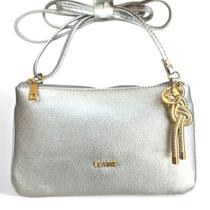 Bolsa Feminina Prata Classe Couro Legítimo Alça Ajustável Minimalista 3262