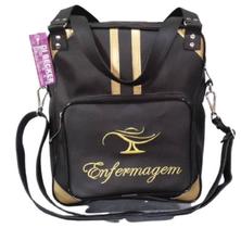 Bolsa Feminina Preta/Dourado Enfermagem