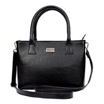 Bolsa Feminina Preta Média Tiracolo Transversal Tote Couro Legítimo Macio Bolsa Feminina Preta Média Tiracolo Transversal Tote Couro Legítimo Macio