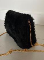 Bolsa Feminina Preta Pelinho com Correntaria Tendencia Bolsa Feminina Preta Pelinho com Correntaria Tendencia