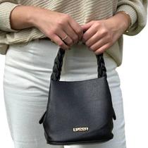 Bolsa Feminina Preta Transversal com Alça de Mão e Ombro