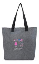 Bolsa Feminina Professora Estudante Cinza Mescla Bonecos