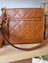 Bolsa feminina quadrada marrom, tamanho m com alça