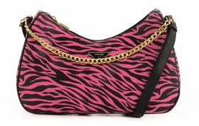 Bolsa feminina rafitthy animal print bag rosa e preto