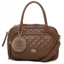 Bolsa Feminina Rafitthy Matelassê Com Bolso Frontal E Pompom Chocolate Brown Bolsa Feminina Rafitthy Matelassê Com Bolso Frontal E Pompom Chocolate Brown