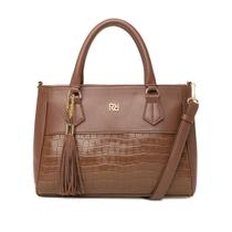 Bolsa Feminina Rafitthy Tote Estruturada Croco Marrom