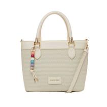 Bolsa Feminina Rafitthy Tote Média em Tressê Off White