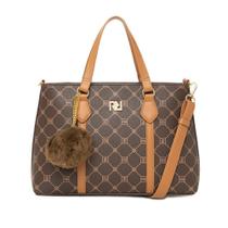 Bolsa Feminina Rafitthy Tote Média Pompom Caramelo/Marrom