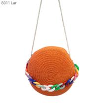 Bolsa Feminina Redonda de Palha / Praia com Corrente 8011
