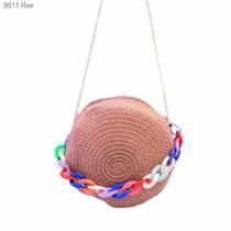 Bolsa Feminina Redonda de Palha / Praia com Corrente 8011