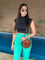 Bolsa feminina redonda onça transversal Bolsa feminina redonda onça transversal