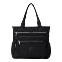 Bolsa Feminina Reforçada 5 Bolsos Tactel Média Trabalho Casual Ombro e Transversal Moderna