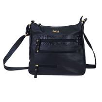 Bolsa Feminina Roma Transversal Couro Preta - 1070 Bolsa Feminina Roma Transversal Couro Preta - 1070