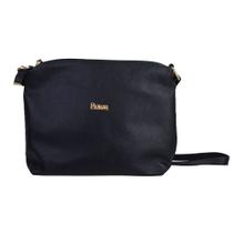 Bolsa Feminina Roma Transversal Couro Preta - 1230