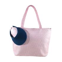 Bolsa Feminina Rosa de Alça com Viseira Praia Compras Feminina Ombro Passeio