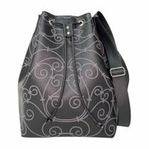Bolsa Feminina Saco Ombro Tiracolo Arabesco Preto Magicc Bolsas B-214 Bolsa Feminina Saco Ombro Tiracolo Arabesco Preto Magicc Bolsas B-214
