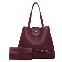 Bolsa Feminina Saco/ Sacola Grande Gabi + Carteira Marca Josyanny Vegano Sintético Marsala