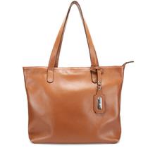 Bolsa Feminina Sacola Grande Caramelo Em Couro Legitimo Metal Niquel