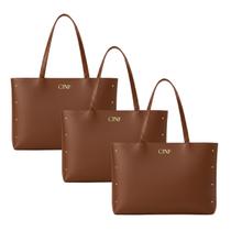 Bolsa Feminina Sacola Grande Kit Com 3 Peças Universitária De Ombro