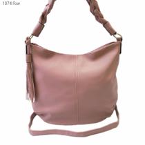 Bolsa Feminina Sacola Ombro / Transversal com Alça Trançada e Chaveiro de Franjas 1074