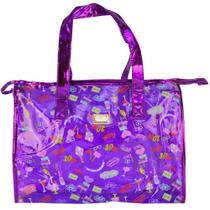 Bolsa Feminina Sacola Praia Transparente Party Roxo CBRN17287