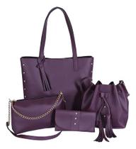 Bolsa Feminina Sacola Saco Baladinha + Carteira Kit 4 Peças Bolsa Feminina Sacola Saco Baladinha + Carteira Kit 4 Peças