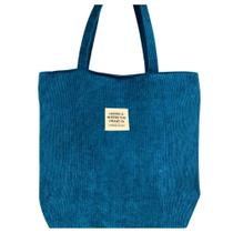 Bolsa Feminina Shoppe bag Veludo AZUL