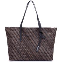 Bolsa feminina Shopper Moncci Monograma Cabe notebook cabe caderno fechamento zíper