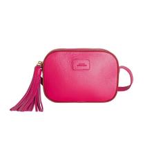 Bolsa Feminina Slim Transversal Dayane Magalhães Couro Pink