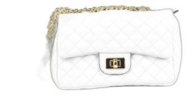 Bolsa Feminina Social Matelasse Couro Branco C/Ouro Bolsa Feminina Social Matelasse Couro Branco C/Ouro