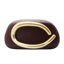 Bolsa feminina Tasysain em couro PU com alça de metal cor de vinho