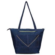 Bolsa Feminina Tecido Jeans Azul-marinho RMarq Collection Alça Ombro Bolsa Feminina Tecido Jeans Azul-marinho RMarq Collection Alça Ombro