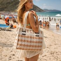 Bolsa Feminina Tecido Mao Ombro Artesanal Praia Estilosa Resistente Lavável Grande