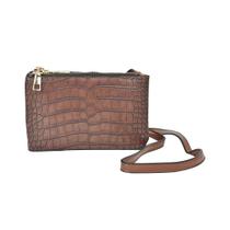 Bolsa Feminina Tiracolo PU Croco 3 em 1 Marrom