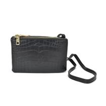 Bolsa Feminina Tiracolo PU Croco 3 em 1 Preto