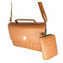 Bolsa feminina tiracolo transversal com carteira premium