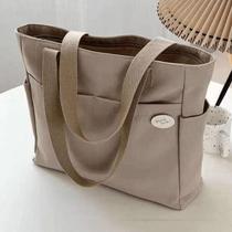 Bolsa Feminina Tote Lona Grande Canvas Faculdade Reforçada Cor:CINZA-CLARO Bolsa Feminina Tote Lona Grande Canvas Faculdade Reforçada Cor:CINZA-CLARO