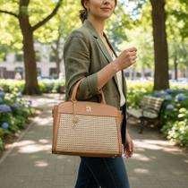 Bolsa Feminina Tote Luxo Bege ou Marrom Palha Zanca Modas Bolsa Feminina Tote Luxo Bege ou Marrom Palha Zanca Modas