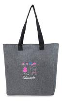 Bolsa Feminina Tote Professora Estudante Educação Bonecos - Cinza claro Mescla Bolsa Feminina Tote Professora Estudante Educação Bonecos - Cinza claro Mescla