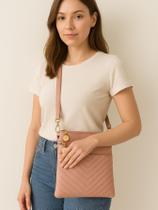 Bolsa Feminina Transversal 3 Compartimentos - Rosa Bolsa Feminina Transversal 3 Compartimentos - Rosa