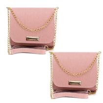 Bolsa Feminina Transversal Bag Mulher Balada Pequena Alça Corrente Lisa Kit Com 2 Rosa - Moda Fashion