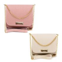 Bolsa Feminina Transversal Bag Mulher Balada Pequena Alça Corrente Lisa Kit Com 2 Rosê E Marfim - Moda Fashion