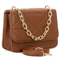 Bolsa Feminina Transversal Bordada Com Alça De Corrente